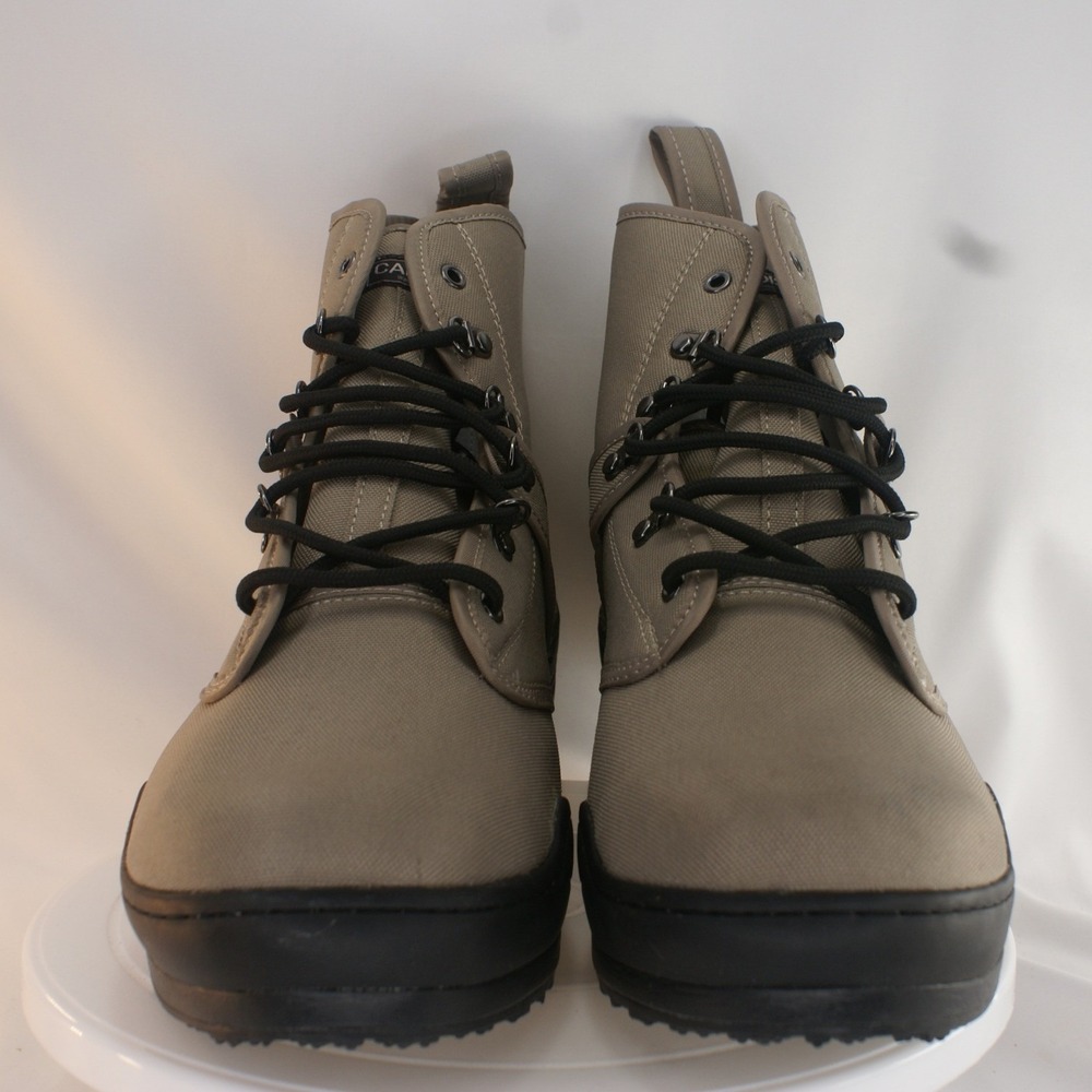 Caddis Wading Shoes Mens Tan Canvas High Top Fishing Boots Black Rubber Sole 10 - Picture 2 of 16